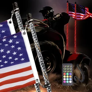 USA Stock Free Shipping 4FT 5FT Remote Control LED Whip Chasing RGB Spiral Tight Wrap Brightest Whip Light for ATV UTV