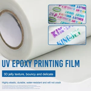 UV DTF Film 0.3*50m Roll UV DTF PET Film 3D Epoxy UV Film for Tshirts Logo Printing