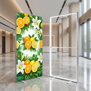Ultra Light Portable LED SEG Fabric Light Box Foldable Frameless Double Sided Trade Show Booth Background Display Stand