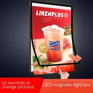 Ultra-Thin Aluminum Alloy LED Light Box Indoor Advertising Billboard with Luminous Corner Magnetic Indoor Media Billboard
