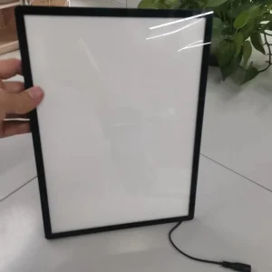 Ultra-Thin GF Glass LED Light Box with Waterproof Metal Holder Flat Base Standing Bulletin Sign Holder for Indoor Use A3 Size