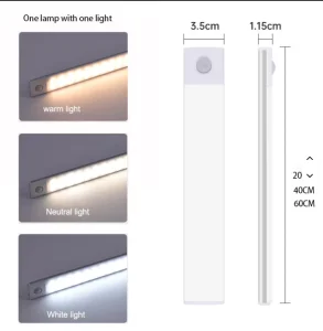 Ultra Thin Intelligent Human Body Sensing LED Light Long Strip Magnetic Wardrobe Light USB with Rechargeable Night Light