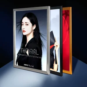 Ultra Thin LED Light Box Silver Gold Black Frame Rectangle Shape Wall Mounted Installation Durable Aluminum