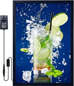 Ultra Thin LED Light Box Tempered Glass Menu Board for Fast Food Restaurant Aluminum Alloy Frame Wall Mounted Signage