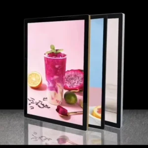 Ultra Thin Luminous Display Light Box with Aluminum Buckle Edge Frame for Restaurant and Shopping Mall