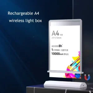 Ultra-Thin Rechargeable LED Lightbox FOG Magnetic Double-Sided A3 A4 A5 Aluminum Frame Advertising Lightbox 5000 Lumens