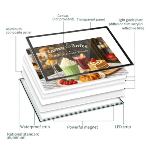 Ultra Thin Wall Mounted LED Light Box for Indoor Advertising Fabric Tempered Glass Store Sign Outdoor Lightbox
