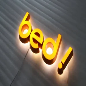 Unique 3D Freestanding Lit Metal Letters LED Perimeter Light for Premium Retail and High Class Workspaces