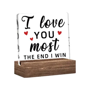 Unique Transparent Decorations Table Desk Sign Decorative Sign with Wood Stand