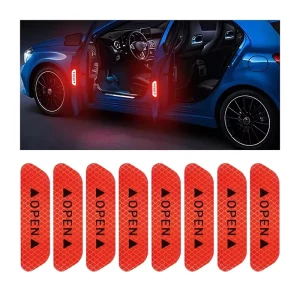 Universal 10pcs Night Auto Safety Prompt Decals Protective Strip Tape Car Door Anti-collision Warning Reflective Sticker