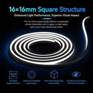VH LIGHTING Free Cutting LED Neon Flex Light Strips Cuttable 16*16mm IP67 For Rchitectural Facade Commercial Lighting