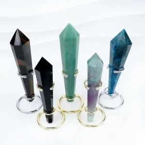 Various Kinds Polished Reiki Semi Precious DIY Engraved Energy Spirit Dream Amethyst Crystal Wand for Yoga