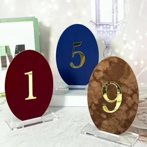 Velvet Oval Gold Table Number Holders Gold Mirror Numbers Acrylic Stand Wedding Table Signs for Wedding Decorations