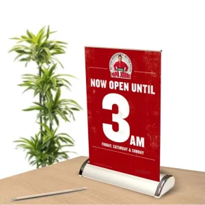 Vertical A3 A4 Tabletop Popup Banner Retractable Double Sided Table Pull Up Banner Stand