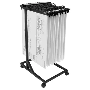 Vertical File Rolling Stand Convenient Design Metal Blueprint Drawing Display Rack