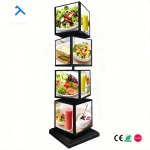 Vertical Rotating Aluminum Alloy Light Box Movable Four sided Rectangle Outdoor Waterproof High Brightness LED Floor