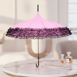 Victorian Style 16K Pagoda Lace Umbrella Long Handle Princess Wedding Parasol Fashion Women Sun Protection Photography Prop