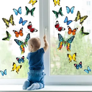 Vietnam Made Double Sided Anti Collision Butterfly Window Clings Non Adhesive Static Glass Door Decals Colorful Butterfly Cling