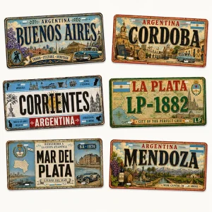 Vintage Argentina City Scenic Decorative Car Plate Tin Sign Rustic Retro Metal Plaque Old Fashioned Store Wall Poster Metal Sign