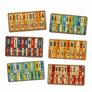 Vintage Australia City Letter Collage Metal License Plate Tin Sign Rustic Retro Metal Sign Old Fashioned Wall Decor Metal Sign