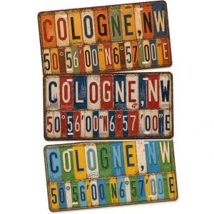 Vintage Germany Cologne Metal License Plate Tin Sign Rustic Metal Plaque Old Fashioned Pub Garage Wall Decor Metal Sign