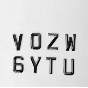 Vintage Glossy Beveled 4D Letters Acrylic Plate Hypotenuse 3D Gel Adhesive 4D Sticker Decorative Number Plate
