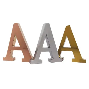 Vintage Gold Metal Letter Set for Baby Name Sign for Car and Company Application with LED Strip Light Source, Metal Logo Sign