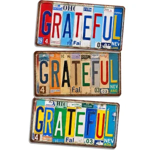 Vintage Grateful Metal License Plate Tin Sign Rustic Vintage Metal Sign Old Fashioned Farm Cafe Garage Wall Decor Metal Sign