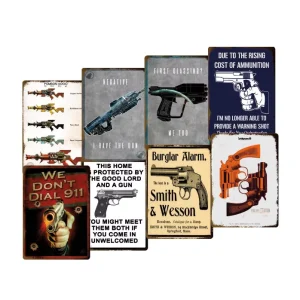 Vintage Gun Plaque Iron Plate Advertising Tin Sign Retro Poster Hunting Gun Metal Sign Shop Wall Decoration Hunter Home Decor
