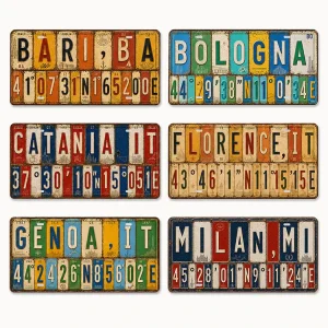 Vintage Italy City Metal License Plate Tin Sign Rustic Retro Metal Sign Old Fashioned Bar Garage Wall Decor Metal Sign