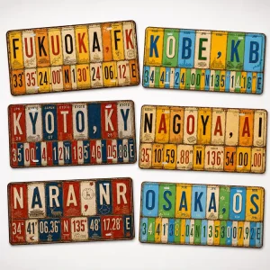 Vintage Japan City Metal License Plate Tin Sign Rustic Retro Metal Sign Old Fashioned Bar Garage Wall Decor Metal Sign