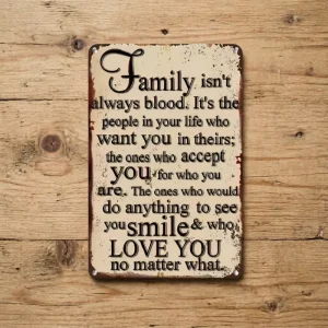 Vintage Metal Wall Signs Funny Quotes Home Decor Family Isn’t Always Blood Iron Plate for Cafe Bar House Warming Gift