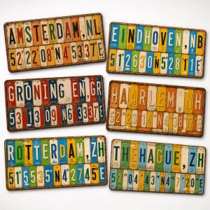 Vintage Netherlands City Metal License Plate Tin Sign Rustic Retro Metal Sign Old Fashioned Bar Garage Wall Decor Metal Sign