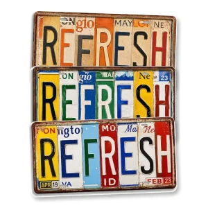Vintage Refresh Metal License Plate Tin Sign Rustic Vintage Signs Old Fashioned Spa Cabin Garage Wall Decor Metal Sign