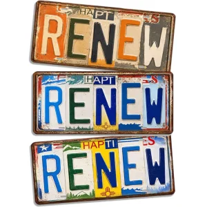 Vintage Renew Positive Letter Metal License Plate Tin Sign Rustic Metal Sign Old Fashioned Office Garage Wall Decor Metal Sign