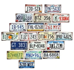 Vintage Reusable Waterproof Tin Sign Custom Metalwork Colorful Kitchen Bar Poster Popular License Plate Style Embossed Art