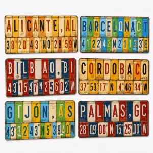 Vintage Spanish City Metal License Plate Tin Sign Rustic Retro Metal Sign Old Fashioned Bar Garage Wall Decor Metal Sign