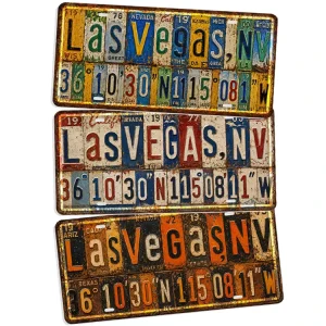 Vintage USA Las Vegas Casino Metal License Plate Tin Sign Rustic Metal Plaque Old Fashioned Pub Garage Wall Decor Metal Sign