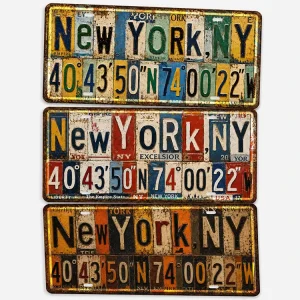 Vintage USA New York Metal License Plate Tin Sign Rustic Metal Poster Custom Old Fashioned Bistro Garage Wall Decor Metal Sign