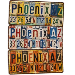 Vintage USA Phoenix Metal License Plate Tin Sign Rustic Metal Sign Old Fashioned Western Bar Garage Wall Decor Metal Sign