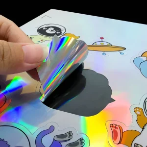 Vinyl UV Resistant Waterproof Holographic Static Cling Decal Rainbow Effect Printed Die Cutting Window Cling Advertising