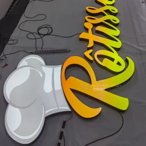 Vivid Color Artistic Font UV + Stainless Steel Black Paint Base Custom LED Sign for Various Storefronts Shop Window