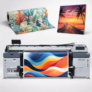 W-1800 UV Hybrid Printer 1820mm Epson I3200-U1 LED UV Machine for Advertising Signs Soft Film Acrylic and Wood Panels