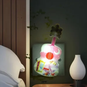 W060 Guitar Lamp Night Light for Children’s Bedroom ABS Material Modern Design Warm White Emitting Plug In Power