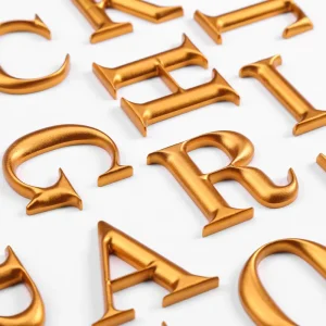 Wall Sign Decorative Golden Stainless Steel Metal Letters Office Name Interior Sign for Business