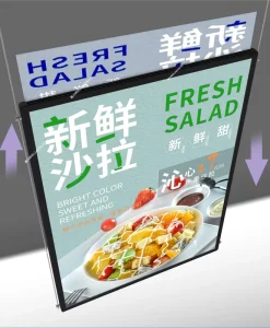 Wall mount Hanging Aluminum Restaurant Display Advertising LED Menu Board Light Panel Magnetic Dustproof Light Box