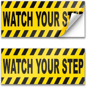 Watch Your Step Floor Decals Self Adhesive Anti Slip Water Resistant Eco Friendly Gloss Laminated Promotional Use Indoor Outdoor