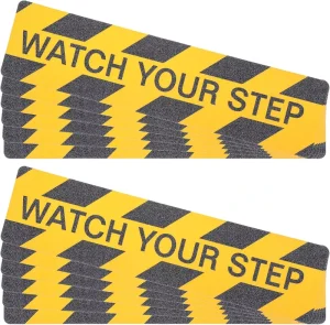 Watch Your Step Vinyl Stickers Self Adhesive Digital Printed Anti Slip Water Resistant Eco Friendly Gloss Laminated Decorative