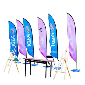 Water Filled Flagpole 5m 7m 3m Custom Made Outdoor Advertising Telescopic Base Road Flag Knife Edge Flag Promotional Bunting