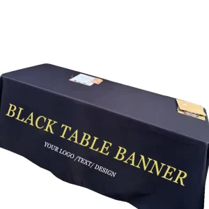 Waterproof 100% Polyester Tent Cloth Fabric Banner Table Cover Custom Table Runner with Logo Signs for Business Use